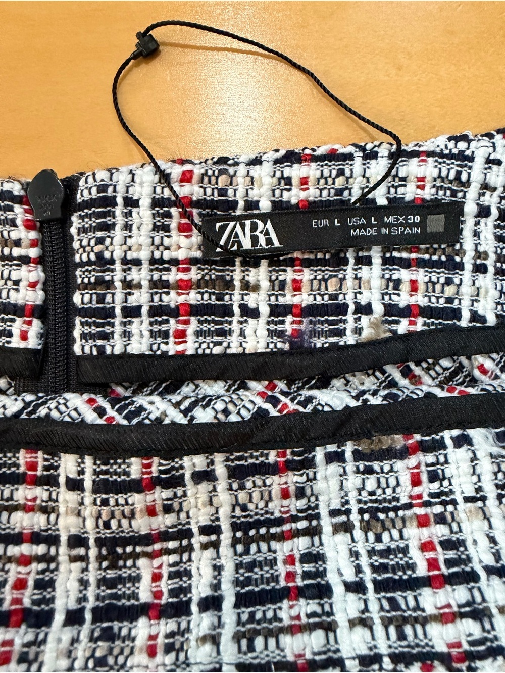 NWOT Zara Tweed Textured Weave Nautical Anchor Button High Waist Mini Skirt - L - Picture 11 of 16